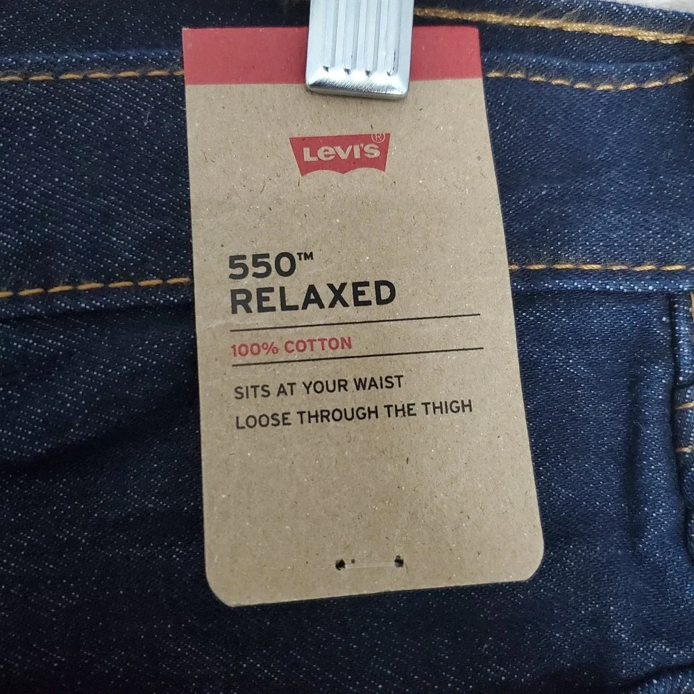 Levi's 550 Relaxed Jeans Mens 34x34 100% Cotton Dark Blue Denim Cowboy NWT